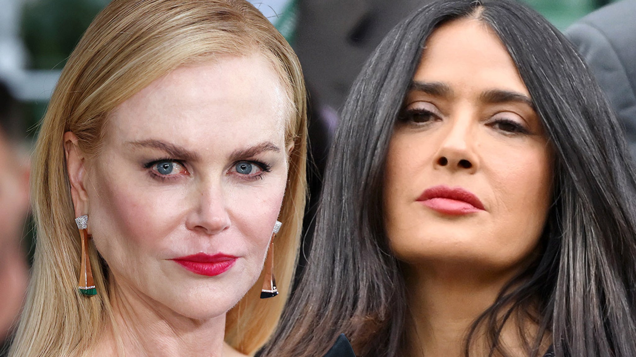 Nicole Kidman and Salma Hayek Exchange Words on Video at Balenciaga